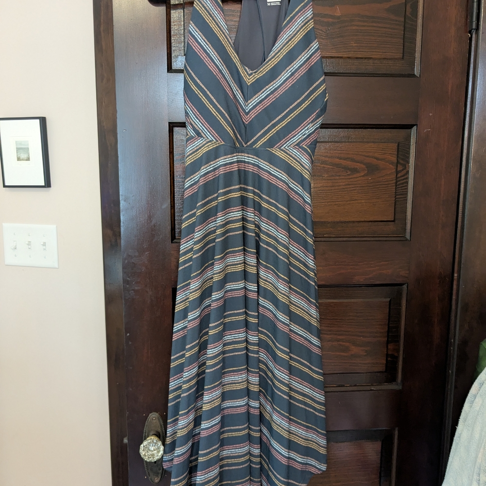 Prana Blue and White Halter Sundress Maxi